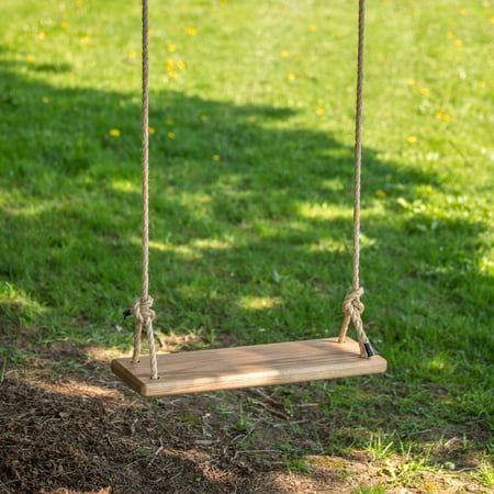 Lehman's Handmade Wooden Tree Swing - Vintage Style Rectangular Seat, 25 x 7.5 inches. Our Tree Swing is Made to Last It's the traditional wooden swing from Grandpa's childhood: simple, incredibly durable, and fun. Secure it to a tree or support and have some good old-fashioned fun in the fresh air. Endless fun for youngsters. Wide rectangle seat allows adults to have a turn, too. Handcrafted exclusively for Lehman's by a local woodworker. Made of durable red oak wood with a UV-resistant stain. Red Oak Wood, Wooden Patios, Wooden Swing, Patio Swing, Tree Swing, Wooden Swings, Wooden Tree, Wooden Garden, Wooden Diy