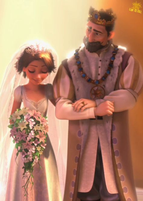 Rapunzel on her wedding day with her father. Getting married to Jack. Hujan Meteor, Disney Quizzes, Rapunzel And Eugene, 디즈니 캐릭터, Flynn Rider, Princess Rapunzel, Tangled Rapunzel, Disney Rapunzel, Princesa Disney