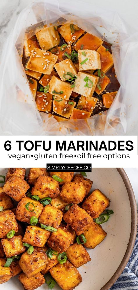 The KEY to a flavorful tofu is seasoning. These six different tofu marinade recipes are all EASY and a delicious way to marinate tofu. Stores well in the fridge. #marinaderecipes #glutenfree Easy Tofu Marinade, Marinate Tofu, Tofu Marinade Recipes, Firm Tofu Recipes, Soy Free Tofu, Lacto Vegetarian, Tofu Seasoning, Tofu Recipes Healthy, Soy Tofu