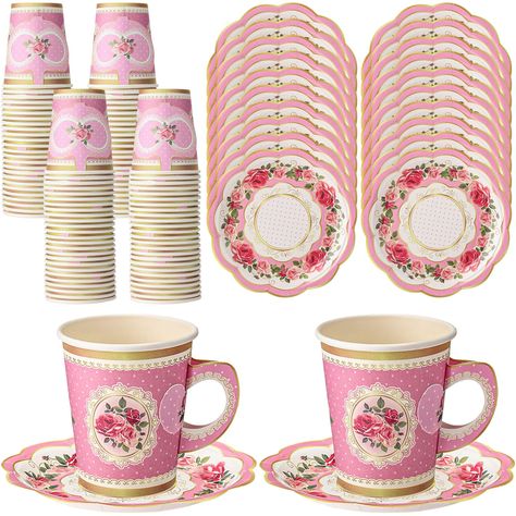 PRICES MAY VARY. Package Content: each package includes 50 paper tea cups and 50 tea saucers, creating a complete and coordinated set, and providing ample quantity for serving a medium gathering, princess tea party, floral baby shower, birthdays, or multiple events Ideal Size for Enjoying Tea: tea party cups have a dimension of approx. 3 x 3.5 inches/ 7.5 x 9 cm (top diameter x height) and a capacity of around 9 oz/ 250 ml, providing just the right amount of tea, coffee, milk, and other beverage Paper Tea Cups, Tea Party Supplies, Floral Paper Plates, Tea Cup Party, Tea Party Favors, Teacups And Saucers, Princess Tea Party, Baby Shower Tea, Tea Party Decorations