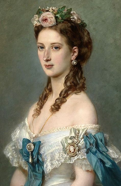 Alexandra of Denmark, Princess of Wales by Franz Xavier Winterhalter White Ball Dresses, Princess Alexandra Of Denmark, Franz Xaver Winterhalter, Era Victoria, Alexandra Of Denmark, Royal Collection Trust, Victorian Paintings, Queen Alexandra, Flowers In Her Hair