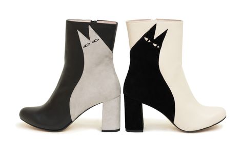 Shop now for Ziggy and Etta Cat Boots from the Jocie Juritz Collection. Pre-order now for a limited time! Quirky Shoes, Cat Boots, Strega Fashion, Stylish Boots, Aesthetic Shoes, White Boots, Shoe Art, Business Outfits, White Cat