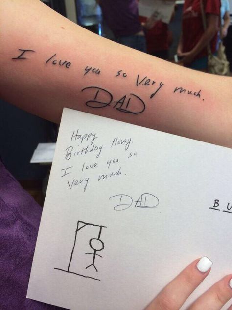 Lost Dad Tattoo, Handwriting Tattoo Placement, Tattoos For Dad Memorial, Handwriting Tattoos, Rib Tattoos For Women, Tribute Tattoos, Parent Tattoos, Dad Tattoo, Hand Tattoos For Girls