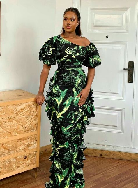 Latest Dress Styles Fashion Trends, Trending Ankara Gown Styles 2023, Gown Styles For Materials, Trending Gowns, Latest Material Gown Styles, Crepe Gown Styles, Trending Ankara Gowns, Simple Ankara Gown Styles, Models Dresses