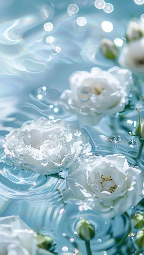 aesthetic cute wallpapers 4k lockscreen of white roses – lifeadorable Cute Wallpapers For Spring, White Flowers Wallpaper Backgrounds, Water Flower Wallpaper, Matching Pfp Wallpaper, Background Aesthetic Flowers, White Rose Aesthetic, 4k Aesthetic Wallpaper, Relaxing Wallpaper, Blue Lockscreen