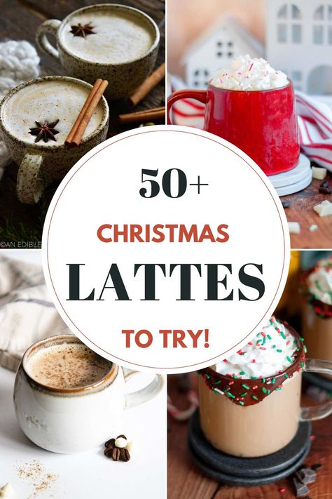 Christmas Coffee Flavor Ideas, Christmas Espresso Drinks, Christmas Cafe Drinks, Holiday Latte Recipe, Winter Cafe Drinks, Christmas Drinks Coffee, Christmas Latte Ideas, Winter Coffee Drinks Recipes, Christmas Coffee Syrup