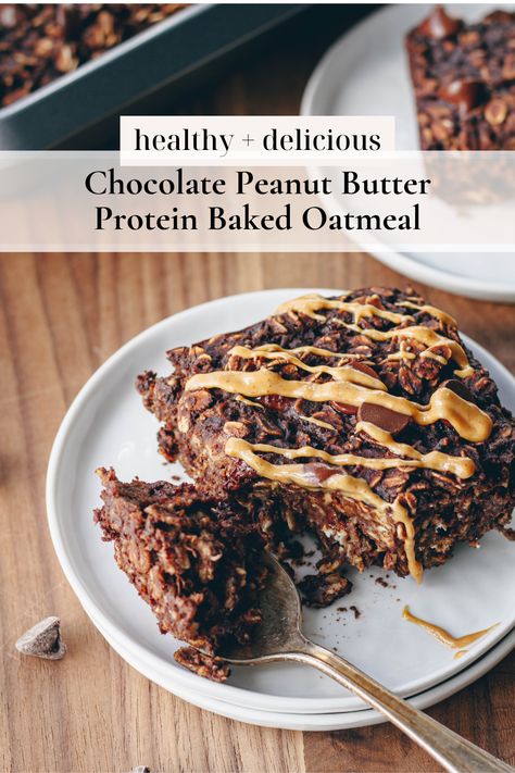 High Protein Baked Oatmeal Cups, Chocolate Protein Oatmeal Bake, Chocolate Peanut Butter Protein Muffins, Chocolate Protein Baked Oatmeal, Baked Oatmeal Protein Powder, Protein Powder Baked Oatmeal, High Protein Baked Oatmeal Recipes, Chocolate Protein Baked Oats, Baked Oatmeal With Protein Powder