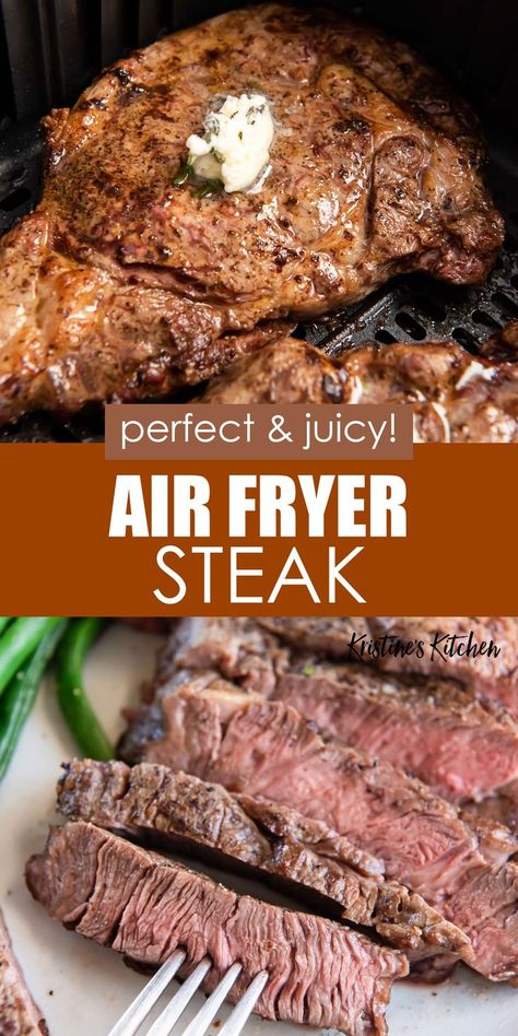 Air Fryer Ribeye, Steak In The Air Fryer, Air Fry Steak, Ribeye Steak Recipes, Air Fryer Steak, Air Fryer Oven Recipes, Air Fry Recipes, Air Fryer Dinner Recipes, Juicy Steak