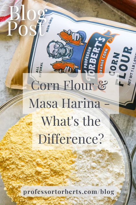 On first glance, masa harina and corn flour look virtually the same – both are ground corn based powders. Are they interchangeable? If a recipe calls for corn flour can you use masa harina as a substitute? The short answer: no. The long answer? Check out our latest blog post at professortorberts.com/blog to learn more! Recipes Using Corn Flour, Maize Flour Recipes, Instant Corn Masa Flour Recipes, Corn Masa Recipes, Masa Harina Recipes, Corn Flour Bread, Corn Flour Recipes, Masa Recipes, Corn Tortilla Recipes