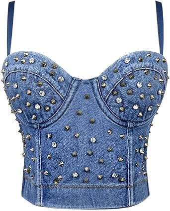 Denim Bustier, Denim Corset Top, Top Jean, Top Corset, Top Bra, Denim Corset, Boutique Dress Designs, Boutique Dress, Jean Top