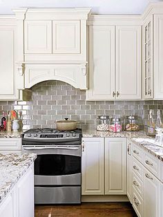 1000+ ideas about Off White Cabinets on Pinterest | White ... French Country Kitchen Designs, Kitchen With White Cabinets, Country Kitchen Designs, Kabinet Dapur, Subway Tile Kitchen, Herringbone Backsplash, French Country Kitchens, Kitchen Backsplash Designs, French Country Kitchen