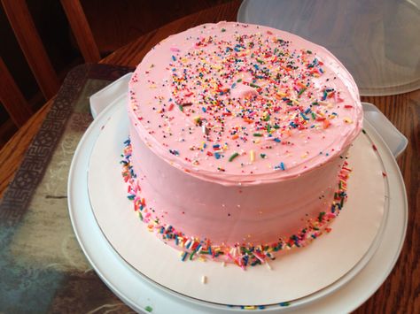 Chocolate Cake With Pink Sprinkles, Pink Homemade Birthday Cake, Pink Birthday Cake With Sprinkles, Chocolate Cake With Pink Frosting, Pink Sprinkle Birthday Cake, Chocolate Cake Pink Frosting, Pink Confetti Cake, Pink Cake With Sprinkles, Pink Sprinkle Cake