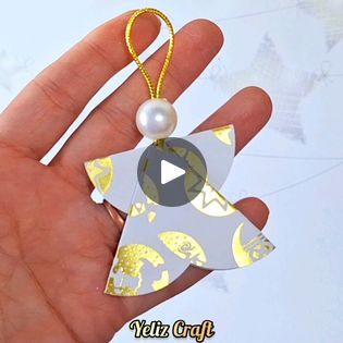 Cute paper Angel for Christmas decoration | Cute paper Angel for Christmas decoration | By Yeliz CraftFacebook Easy Paper Angels, Folded Paper Angels, Paper Angel Ornaments Diy, Popsicle Stick Angels, Paper Angels Diy How To Make, Paper Angel Ornaments, Angel Crafts For Kids, Paper Angels Diy, Christmas Angel Ornaments Handmade