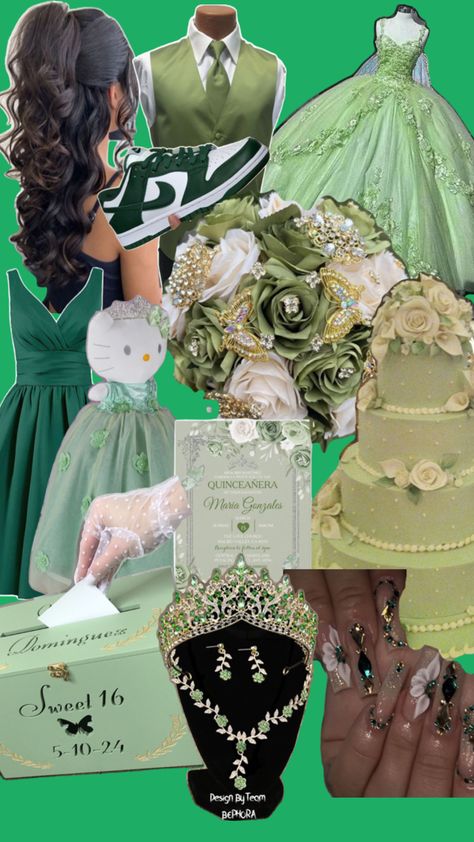 Quince Princess And The Frog, Princess Tiana Sweet 16, Tinkerbell Quinceanera Theme, Princess And The Frog Quince, Tiana Quince, Quince Court, Tiana Party, Princess Tiana Party, Tiana Wedding