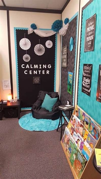 calm corner for middle school ideas - Yahoo Search Results Sensory Corner Classroom High School, Counselor Calming Corner, Calm Corner Preschool Classroom, School Therapy Room, School Mindfulness Room, Safe Place In Classroom, Special Education Calm Down Corner, Cooldown Corner Classroom, Safe Corner In Classroom