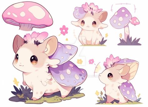 Kawaii Fantasy Creatures, Kawaii Mythical Creatures, Cute Fantasy Creature Concept Art, Fantasy Cute Creatures, Creature Design Cute, Cute Creatures Art, Cute Mystical Creatures, Cute Creatures Drawing, Fantasy Creatures Cute