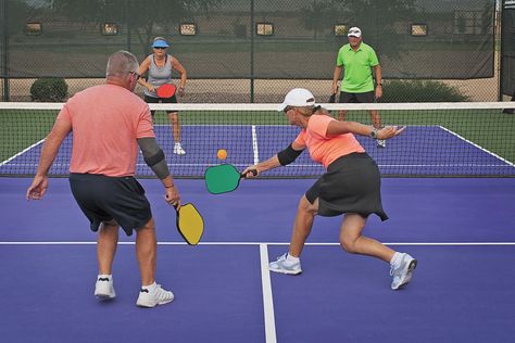 Pickleball has some drawbacks for older adults. One is that the game is not a total aerobic workout, although it can help work the muscles. Another drawback is the risk of injuries, such as strains or sprains of the ankle and knees. Pickleball also h... Badminton Court, Double Team, Las Vegas Homes, Paddle Sports, Aerobics Workout, Aging In Place, Retirement Community, Popular Sports, Retirement Planning