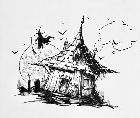 ‪225/365 #inktober #inktober2018 #witch #hut #house #halloween #ink #illustration #mikephillipsart #draw #drawing #sketch #artist #inkdrawing #inkdraw #inktoberday7 #inktober2018day7‬ Witches House Drawing, Halloween Ink Drawings, Ink Illustrations Easy, Inktober Drawings Ideas, Scary House Drawing, Witch House Illustration, Witch House Drawing, Hut Drawing, Graveyard Drawing