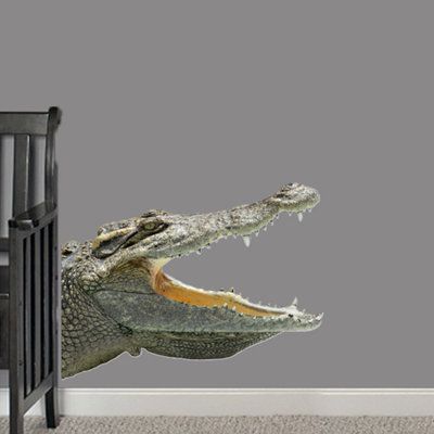 Bring this ferocious alligator to life on your wall. Mouth open and all, he is meant to be applied as if he was coming out of the wall. From the swamp to your home, this Real Life Alligator Wall Decal is up to no good. The texture and detail into design make for a very life-like reptile, ready to chomp down on whatever he can! Select from above whether you want your alligator to face right as shown or reverse him if you wish for the alligator to face left. Size: 24" H x 32" W | Sweetums Wall Dec Horse Wall Decals, Bible Wall Decals, Large Wall Decals, Family Wall Decals, Prayer Wall, Flower Wall Decals, Horse Silhouette, Nantucket Style Decor, Horse Wall