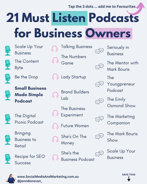 🚀 Boost Your Business Knowledge with These Must-Listen Podcasts! 🎧 Are you looking to level up your business game? We’ve put together an epic list of 21 Australian podcasts that every business owner needs to hear, including my personal favorite—the Small Business Made Simple Podcast (he, he)! 🌟 🎙️ Why Listen to Podcasts? Podcasts are a fantastic way to learn from the best in the biz—whether you’re on the go, at the gym, or winding down at home. You’ll get insights from industry experts, pra... Podcast Business Plan, Podcast Games, Podcast Outline, Podcast List, Podcast Playlist, Podcast Aesthetic, Podcasting Tips, Business Knowledge, Social Media Content Planner