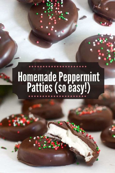 Homemade Peppermint Patties (5 Ingredients!) | Worn Slap Out Easy Peppermint Patties Recipe, No Bake Christmas Peppermint Patties, No Bake Peppermint Patties, Ritz Peppermint Patties, Homemade York Peppermint Patties, 4 Ingredient Peppermint Patties, Mint Patties Recipe, Soft Christmas Peppermints Old Fashioned Butter Mints, Homemade Candy Canes Recipe