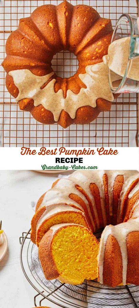 Pumpkin Pound Cake with Brown Butter Glaze Pumpkin Cake With Glaze, Pumpkin Pound Cake Recipes Moist, Pumpkin Moist Cake, Thanksgiving Pound Cake, Buttermilk Pumpkin Pound Cake, Pumpkin Bunt Cakes From Scratch, Babycakes Recipes, Pumpkin Pound Cake Recipes, Bunt Cake Recipe