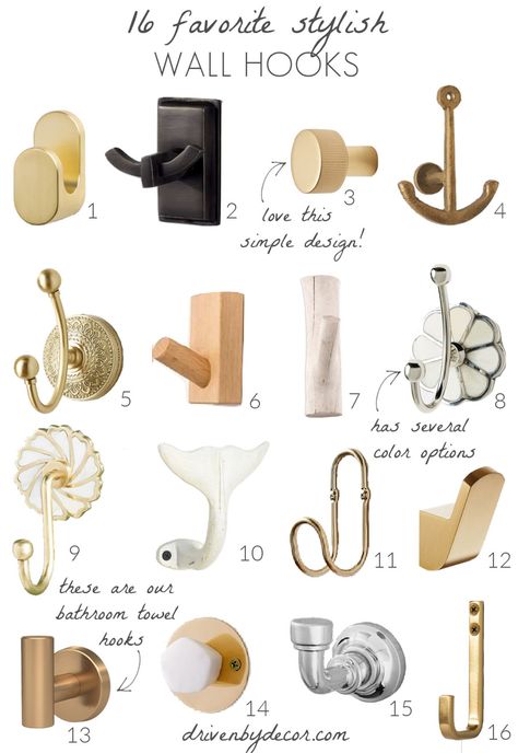 Love these stylish wall hooks! Hooks On Back Of Door, Bathroom Hooks Ideas, Bathroom Wall Hooks For Towels, Wall Hooks Bedroom, Bathroom Towel Hook Ideas, Camper Meals, Modern Towel Hooks, Bathroom Door Hooks, Hand Towel Hook