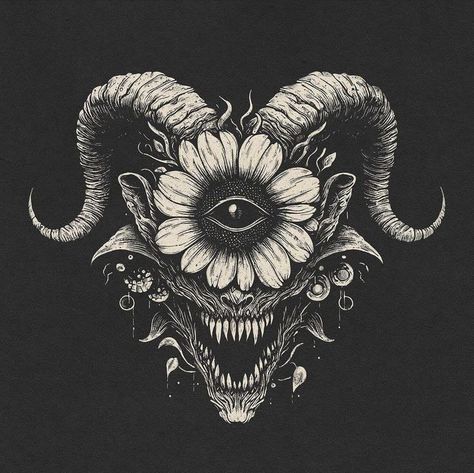 Cute Demon Tattoo Ideas, Charcoal Tattoo Design, Dark Victorian Tattoo, Witchy Sketch Ideas, Dark Gemini Tattoo, Baphomet Tattoo Simple, Orabouras Tattoo, Occult Art Aesthetic, Creative Moon Tattoo