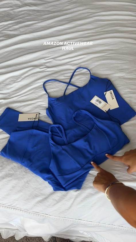 Amazon finds, amazon activewear, amazon workout set, workout outfit, pilates outfit, pilates princess, wellness, workout aesthetic, blue, leggings, bra top Pilates Outfit, Workout Sets, Workout Aesthetic, Workout Outfit, Minimalist Outfit, Store Fronts, Bra Tops, Pilates, Workout Clothes