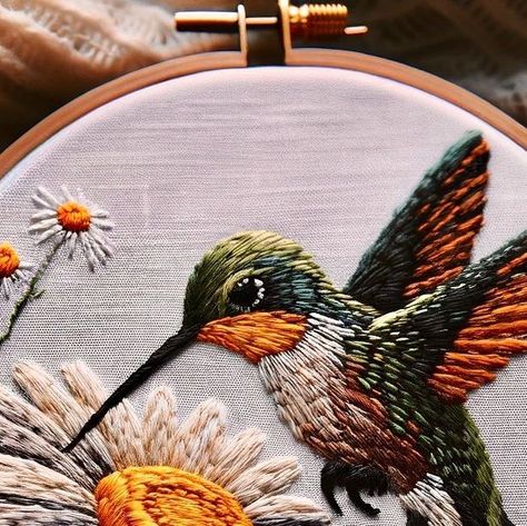 Embroidey_AIStitch on Instagram: "Change is part of life ♥️. . . . #digitalcontent  #artificialintelligence  #ai  #aiartcommunity  #aiartwork  #inspiration  #birds  #colibri  #aigeneratedart  #aigeneratedartwork  #embroideryinpiration" Birds Textiles, Hummingbird Embroidery, Embroidery Birds, Bird Embroidery Pattern, Crazy Quilts Patterns, Botanical Embroidery, Fabric Work, Embroidery Lessons, Creative Textiles