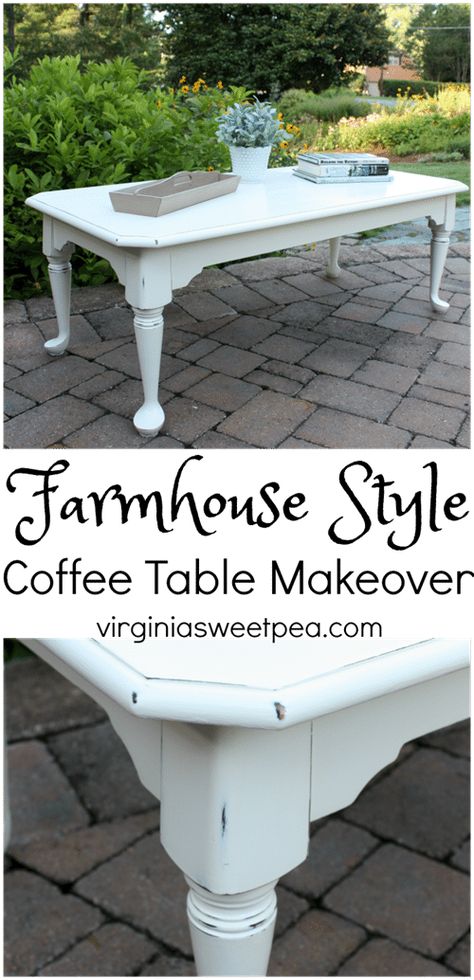 Farmhouse Style Coffee Table Makeover by virginiasweetpea.com Coffee Table Redo, Farmhouse Style Coffee Table, Shabby Chic Coffee Table, Repurpose Projects, Coffee Tips, Coffee Table Makeover, Upcycling Furniture, Chic Coffee Table, Next Furniture