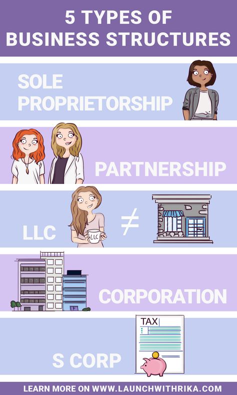 One thing you have to do when starting your business is deciding on a business structure. There are 5 types of business structures: Sole proprietorship, Partnership, LLC (limited liability company), Corporation and S Corp. Each has its advantages and disadvantages. Click to learn which one is right for you. #startingbusiness #startup #ecommerce #onlineshop #startupideas Types Of Companies, Business Structure Infographic, Sole Proprietorship Vs Llc, Types Of Business Ownership, Small Business Structure, Llc Vs Sole Proprietorship, Appalachian Wildflowers, Business Llc, Outsourcing Business