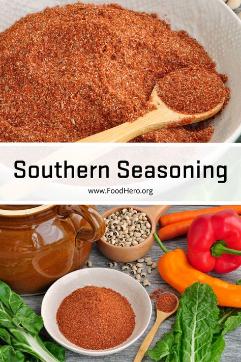 Spicy and flavorful, this Southern Seasoning is great with soups, stews, vegetables and meats. Ready in under five minutes, it makes enough for your meal or for future use by storing in an airtight container. Soup Seasoning Mixes, Herb Seasoning Mixes, Asian Seasoning Blend, Bean Seasoning Recipe, Soul Food Seasoning, Pear Bread, Asian Seasoning, Slow Cooker Black Beans, Diy Mixes