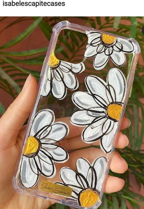 Clear Painted Phone Case Ideas, Iphone Cover Painting Ideas, Phone Cases Art Paint, Painted Covers Phone, Hand Painted Phone Case Ideas, Phn Cover Design At Home, Diy Phone Cases Paint, Diy Clear Phone Case Ideas Paint, Phone Cover Drawing Ideas Easy