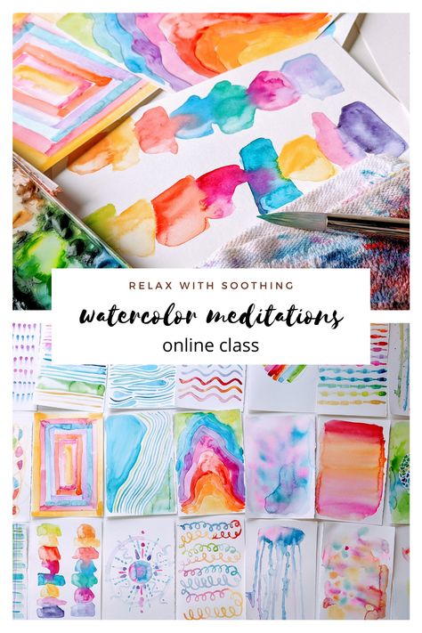 Art Therapy Watercolor, Meditative Art Projects, Watercolor Art Therapy, Relaxing Watercolor Painting, Meditation Painting Ideas, Mindful Watercolor, Watercolor Sketchbook Journal Ideas, Meditative Watercolor, Watercolor Practice Exercises