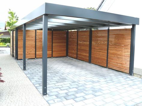 Modern Carport With Storage, Garage Alternative, Open Garage, Carport Modern, Home Renovation Loan, Modern Carport, Evergreen House, Carport With Storage, Diy Carport