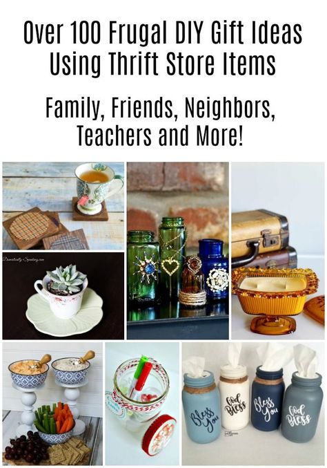 We have a huge collection of over 150 frugal DIY gift ideas for teachers neighbors, friends and more! Make it special by making it homemade! #MyRepurposedLife #repurposed #gifts #giftideas #frugal #handmade via @repurposedlife Thrifted Gift Ideas, Diy Gift Ideas For Teachers, Recycled Diy, Gift Ideas For Teachers, Recycling Projects, Thrift Store Upcycle, Repurposing Ideas, Ideas For Teachers, Thrift Store Decor