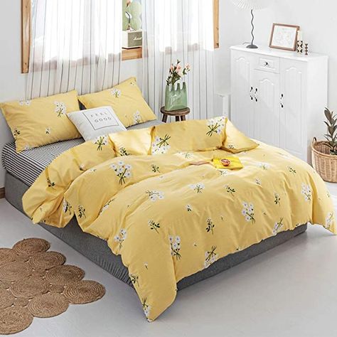 Yellow Comforter, Bedding Twin, Duvet Covers Yellow, Modern Duvet Covers, Floral Bedding Sets, Flower Duvet, Yellow Bedding, Kids Duvet Cover, Best Duvet Covers