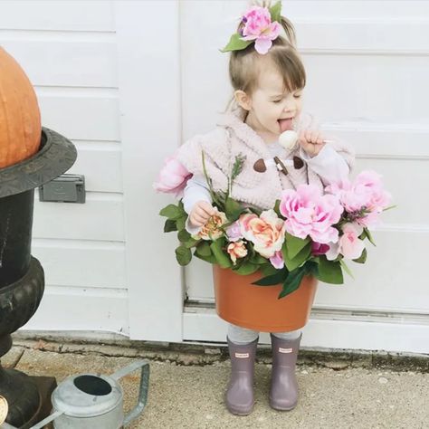 Toddler Girl Halloween Costumes, Flower Pot Costume, Diy Halloween Costumes For Girls, Diy Girls Costumes, Toddler Costumes Girl, Halloween Costume Toddler Girl, Girl Halloween Costumes, Toddler Girl Halloween