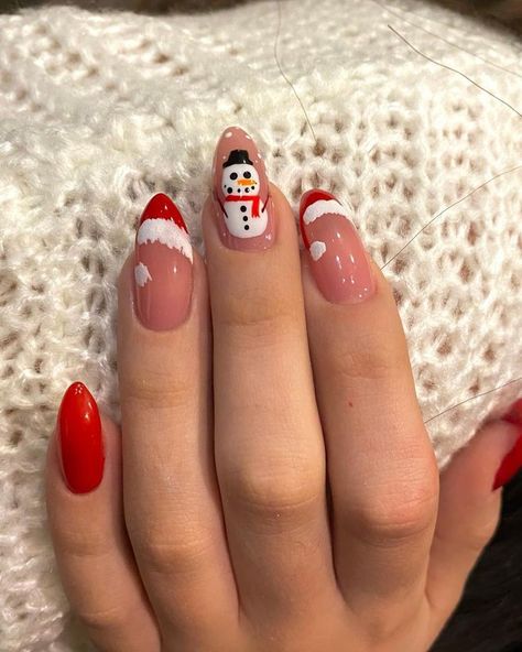 Nail Art Noel, Snowman Nails, Cute Christmas Nails, Easy Nails, Nagel Tips, Christmas Gel Nails, Festival Nails, Xmas Nails, Christmas Nail Designs