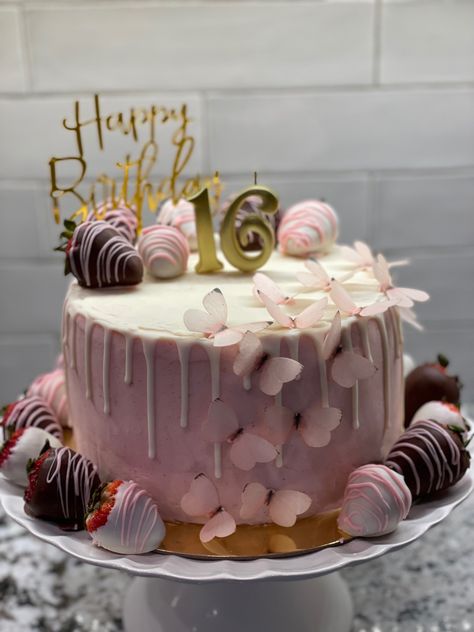 Sweet 16 Fondant Cakes, Sweet 16 Strawberry Cake, Small Sweet 16 Cakes, Sweet 16 Cake And Cupcakes, Sweet Sixteen Birthday Cake Ideas, Sweet 16 Party Ideas Cake, Sweet 16th Cake Ideas, Sweet 16 Party Cake Ideas, Teen Birthday Cake Girl