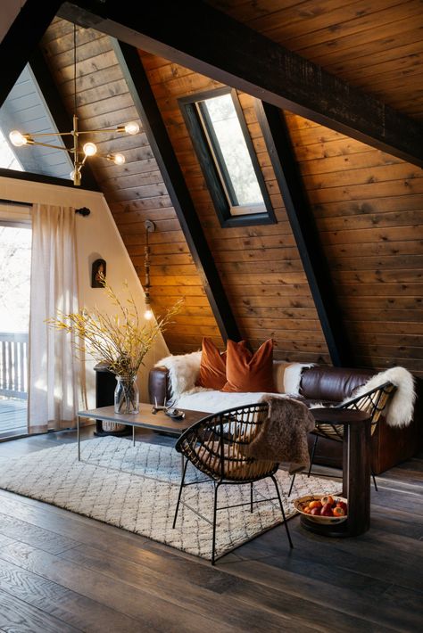 Rustic Cabin Interior, A Frame Cabins, A Frame Cabin, A Frame House, Modern Cabin, Cozy Cabin, Rustic Cabin, Big Bear, Cabin Homes