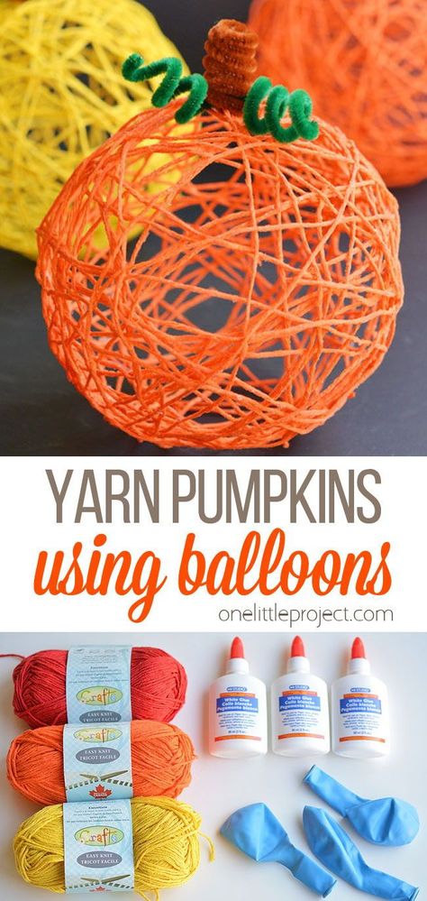 Yarn Pumpkins, Veselý Halloween, Fun Fall Crafts, October Crafts, Fall Arts And Crafts, Halloween Arts And Crafts, Homeschool Crafts, Easy Fall Crafts, Yarn Craft