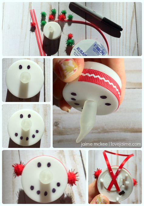 Tea Light Snowman Craft, Tealight Snowman Ornament, Snowman Tealight Ornament, Tealight Ornaments, Snowman Ornaments Diy, Dit Christmas, Christmas Crafts Kids Ornaments, Craft Snowman, Tea Light Crafts