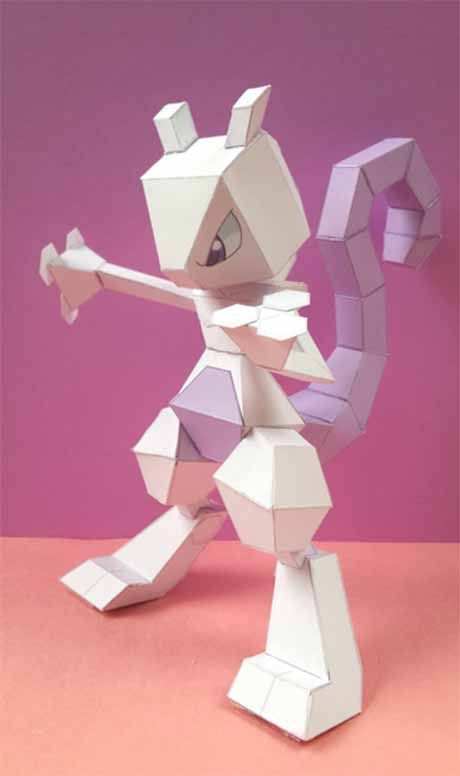 Paperized Crafts: Pokemon: Mewtwo Papercraft Paper Crafts Pokemon, Pokemon Papercraft Templates, Paper Pokemon, Pokemon Tips, Pokemon Papercraft, Paperized Crafts, Papercraft Pokemon, Origami Shapes, Pokemon Mewtwo