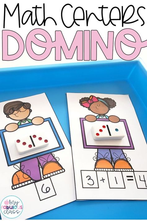 I like to use dominoes in my classroom because they are open ended. You can count them, you can add with them, and you can subtract them. You can work with numbers 1-10 or numbers 10-20, depending on what your kids need. I created my Domino Math Activities to be easy and low prep. Hands on learning is effective teaching practices. Math Activities in Kindergarten back to School Activities. Model Classroom, Domino Math, Stem Learning Activities, Pre K Math, Learning Websites For Kids, Math Preschool, Math Station, Kindergarten Math Games, Math Blocks