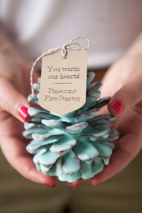 35 Amazing Pinecone Crafts Joululahjat Diy, Pinecone Fire Starters, Hantverk Diy, Presente Diy, Soya Mumu, Diy Jul, Winter Wedding Favors, Diy Pinecone, Winter Wedding Decorations