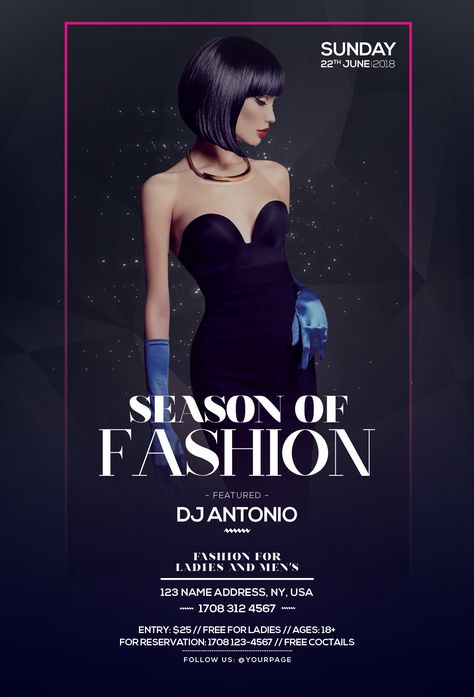 Check out my @Behance project: “Season of Fashion - PSD Flyer Template” https://www.behance.net/gallery/59554889/Season-of-Fashion-PSD-Flyer-Template Fashion Posters, Fashion Show Poster, Event Posters, Fashion Poster Design, Graphic Design Flyer, Psd Flyer Templates, Psd Flyer, Flyer Design Inspiration, Event Poster Design