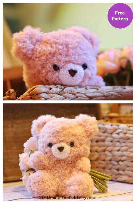 Faux Fur Bear Amigurumi Free Crochet Pattern Crochet Fluffy Teddy Bear Pattern Free, Crochet Fluffy Yarn Free Pattern, Fur Yarn Amigurumi, Crochet Ideas With Fuzzy Yarn, Faux Fur Amigurumi, Crochet Fur Yarn Projects, Crochet With Faux Fur Yarn, Crochet Faux Fur Patterns, Faux Fur Yarn Projects