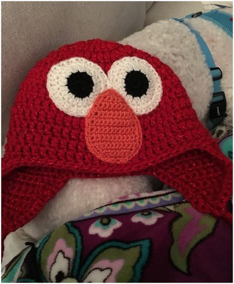 Beanies Crochet Pattern Free, Elmo Crochet Hat, Kids Crochet Character Hats, Free Crochet Animal Hat Patterns, Crochet Elmo Hat, Knitted Animal Hats, Crochet Elmo Pattern Free, Elmo Crochet Pattern Free, Crochet Character Hats Free Pattern Kids